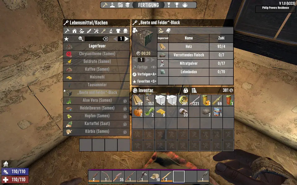 7 Days to Die Nahrung Beete und Felder Block